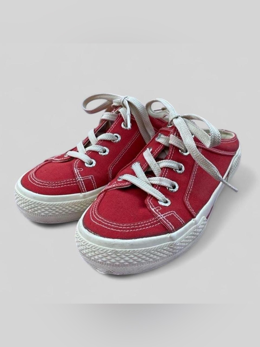 Beverly Hills Polo Club Red Canvas Mule Sneakers Slip On Lace Up Women's Size 9